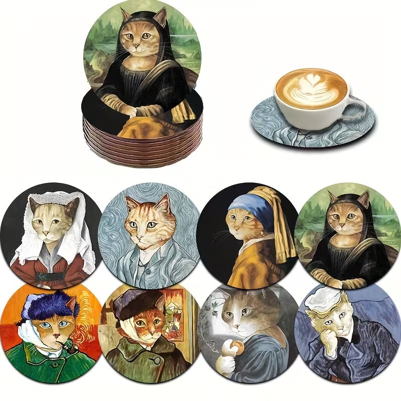 Set de 8 Portavasos: Famosos Felinos