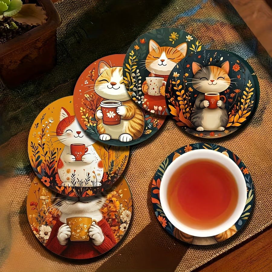 Set de 6 Portavasos: Gatitos del Jardín